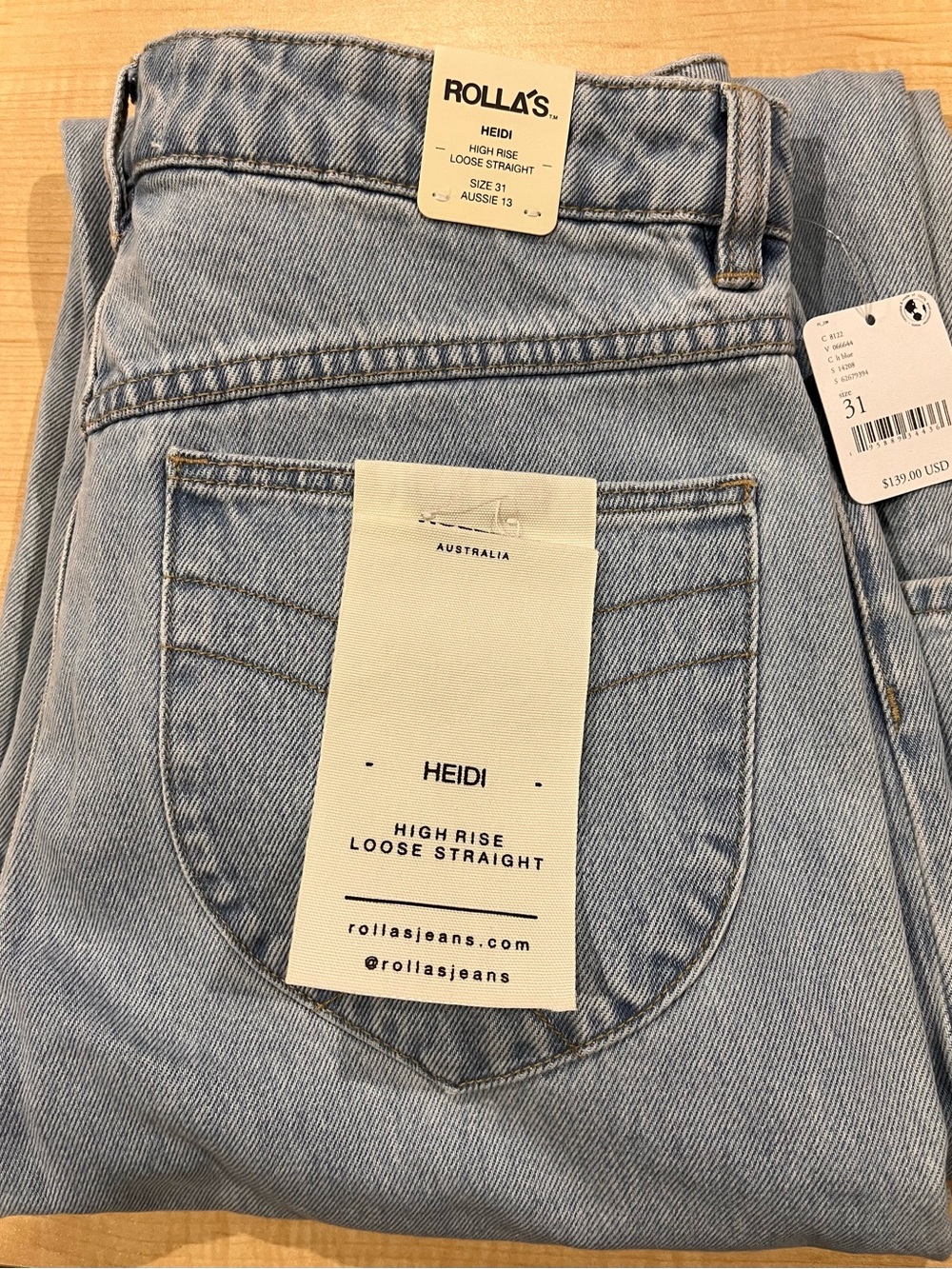 ROLLA'S Heidi High-Rise Loose Straight Jeans — Light Blue Denim